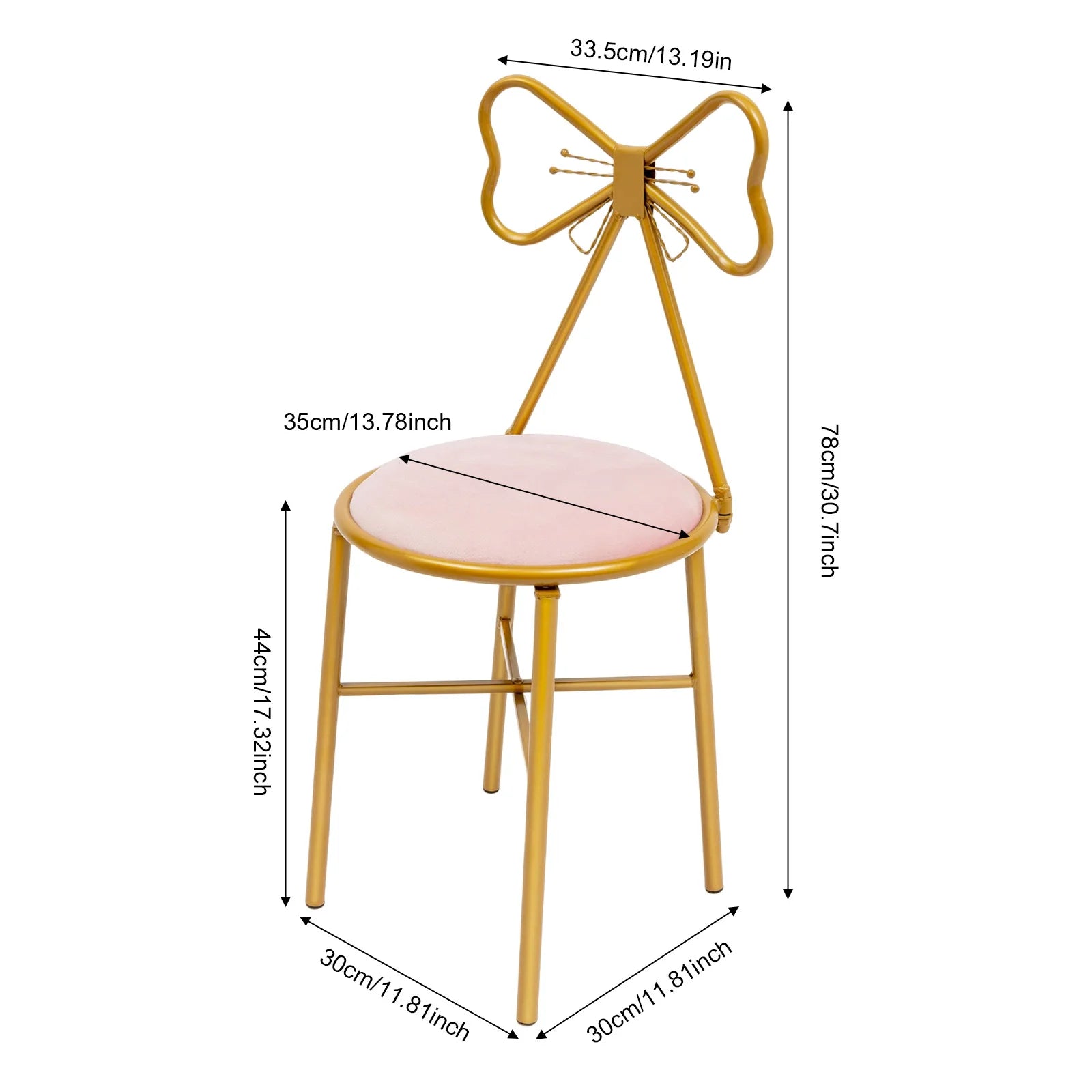 Elegant Pink Butterfly Backrest Chair with Soft Cushion, Iron Frame Dining Chair for Living Room Bedroom and Cafe Decor
