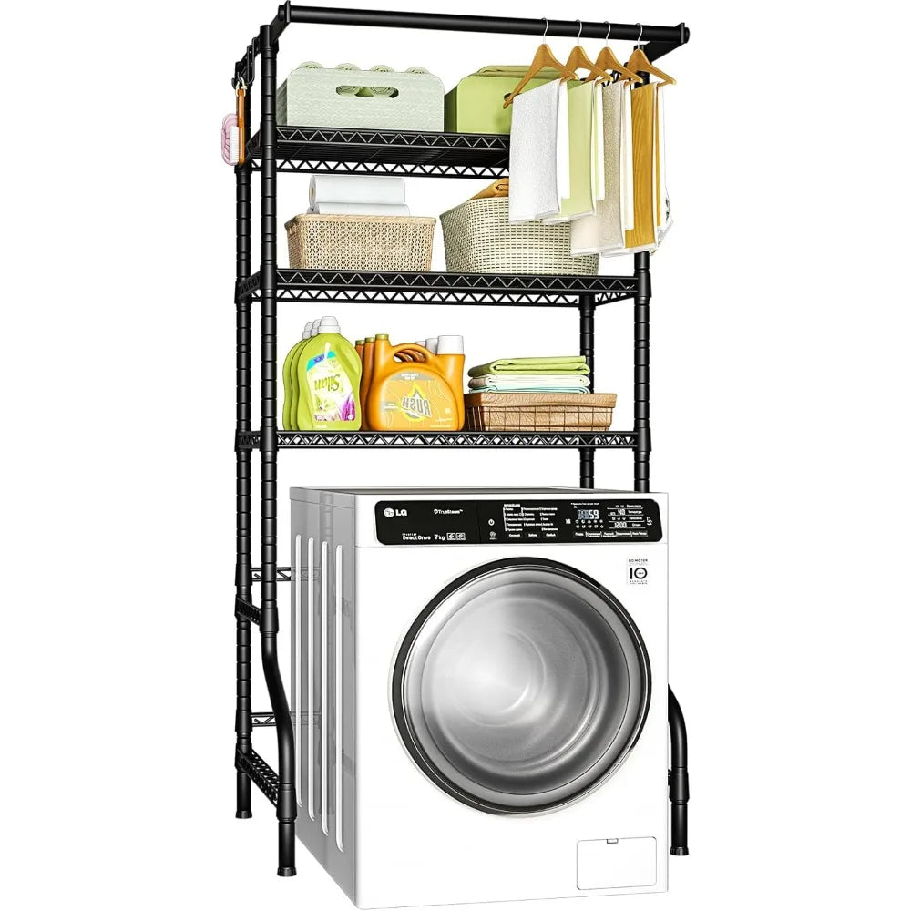 Freestanding Metal 3-Tier Laundry Room Storage Shelf for Clothes, Over Washer and Dryer Organizer