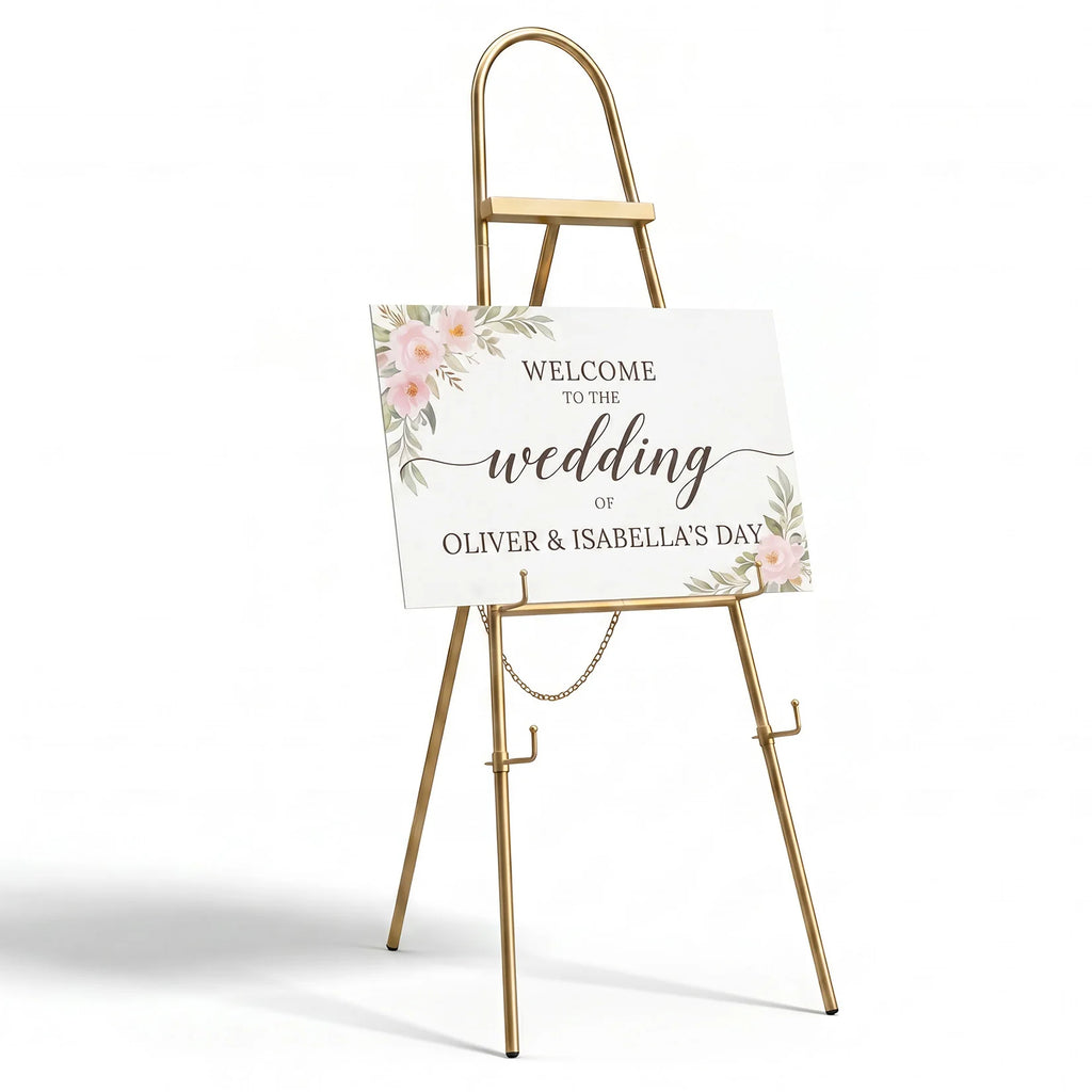 Elegant Adjustable Gold Metal Easel Stand - Collapsible Tripod Display Rack for Signs, Posters, Mirrors, Art - Floor Standing Portable Exhibition Holder for Home, Parties & Events, Gold, 45×160cm