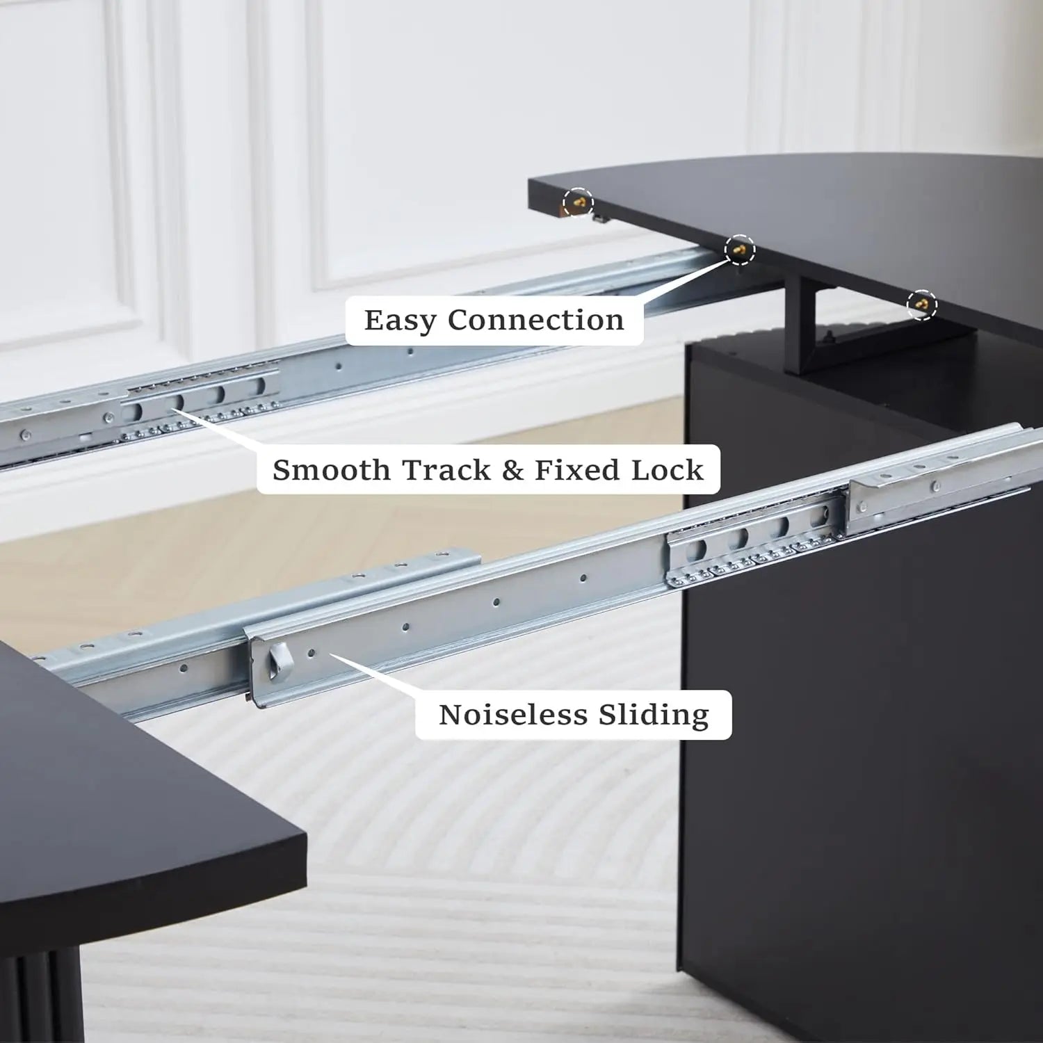 41 in-78 in Extendable Dining Room Table for 4-8, Round Expandable Kitchen Table with Fluted Base, Modern