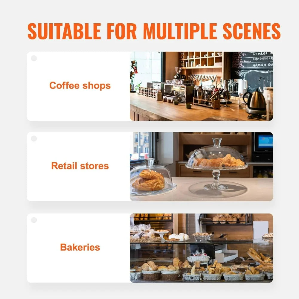 Two-Tier Commercial Pastry Display Case, Countertop Bakery Showcase with Acrylic Box and Rear Door Access