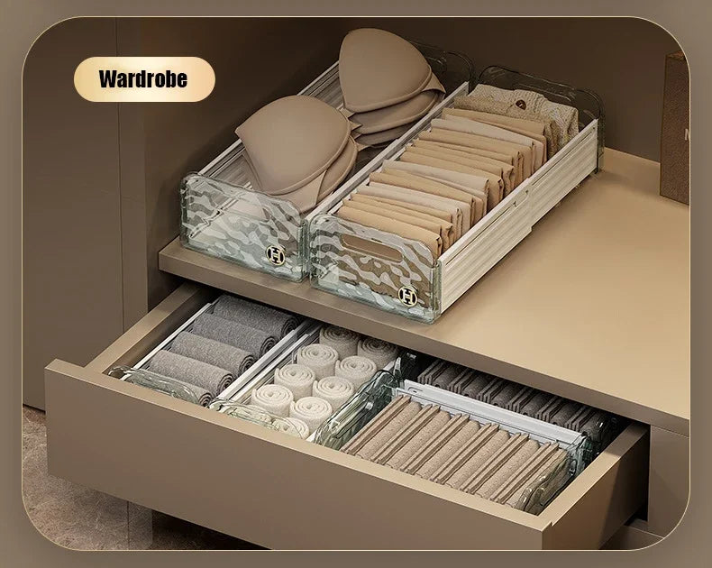 Kitchen Organizing Storage Box/ Simple Cabinet Retractable Storage Box/ Water Corrugated Drawer/ Desktop Snacks /Grocery Storage Box