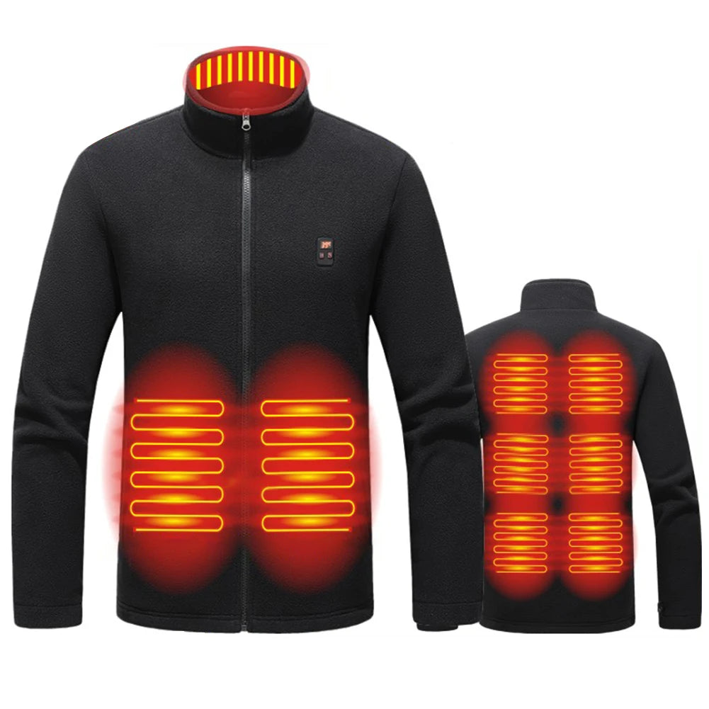 9 Heated Area Intelligent Heating Coat/ USB Charging Heating Jacket/ 3 Gear Temperature Heated Insulated Jackets for Hiking-Skiing