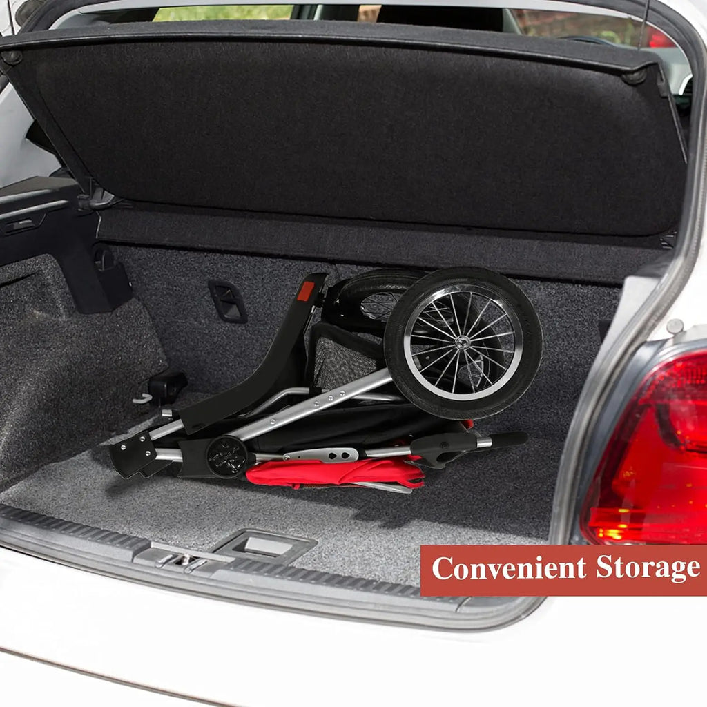 Rugged 3-Wheel Dog and Cat Stroller for Medium and Small Pets with Foldable Design and Suspension