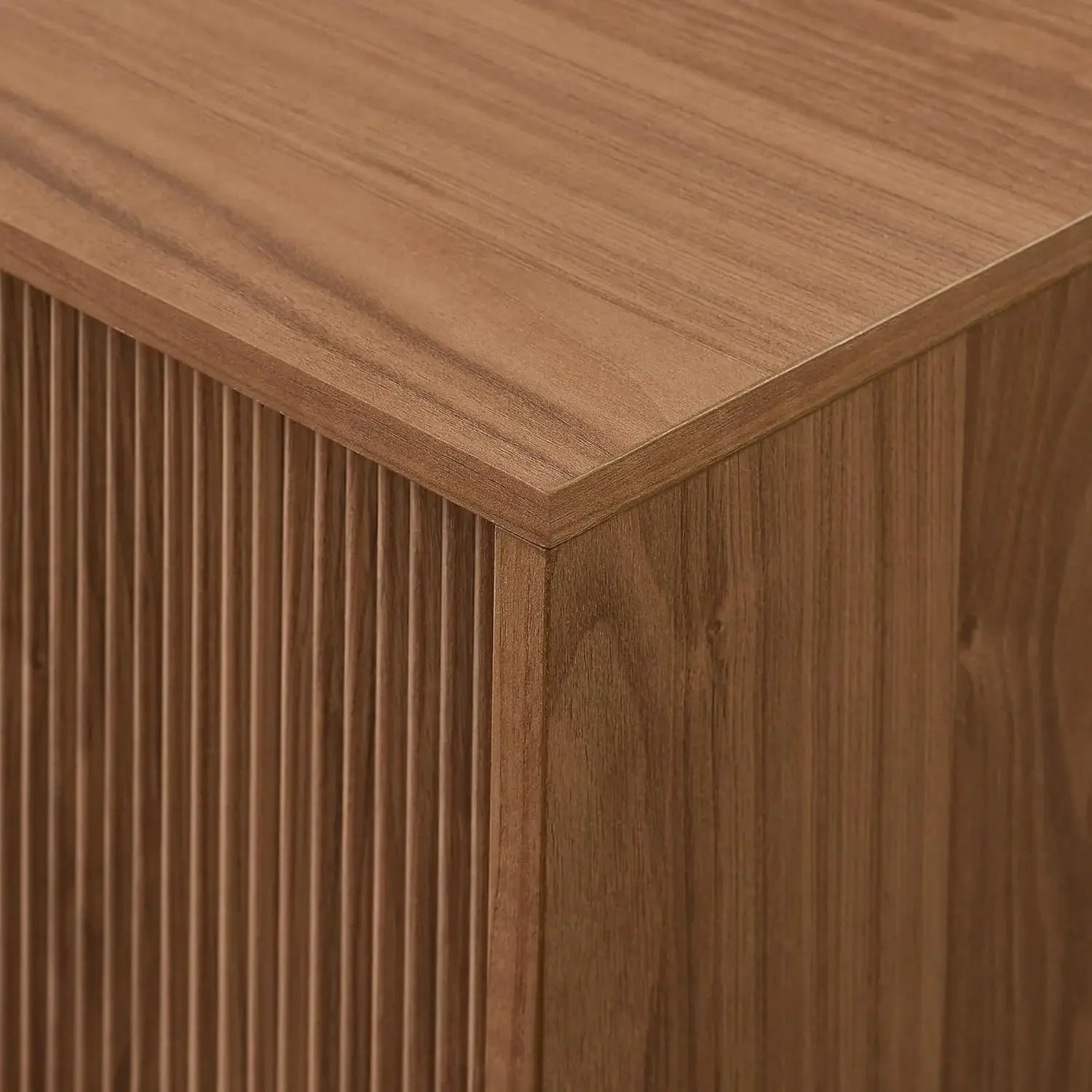 Modern Fluted-Door Low Stand for TVs up to 80 Inches, 70 x 15.75 x 16 inches, Mocha