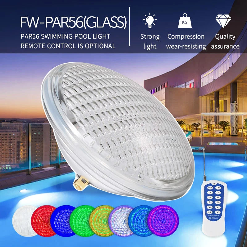 12V 54/45/35/25/18W Multi-Color RGB Swimming Pool/ Spa LED Light Underwater Waterproof with Remote PAR56 Socket