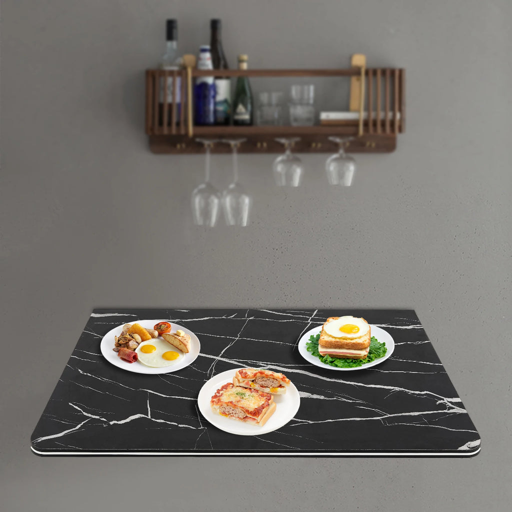 Folding Rectangular Wall Desk, Wall-mounted Folding Table, Hanging Desk for Home Office/ Garage Workbench- Black/White