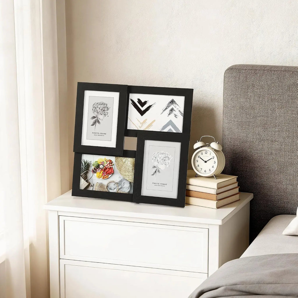 4PCS/Set  4x6 Inch Collage Picture Frame Wall Decor Set/Home /Living Room Wall Hanging Photo Frames/ Multi-Photo Display with Glass Front/ Wedding Party Home Decoration