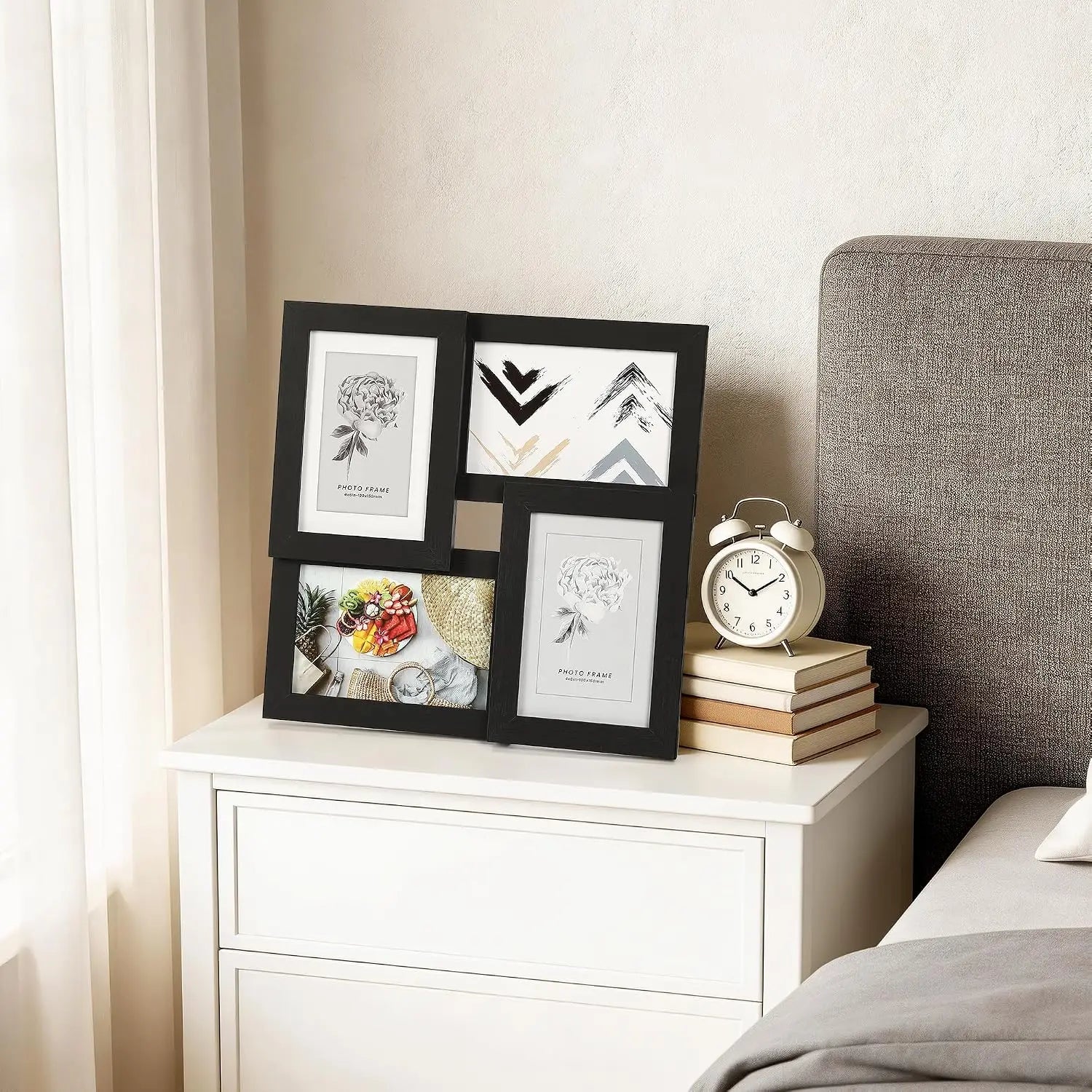 4PCS/Set  4x6 Inch Collage Picture Frame Wall Decor Set/Home /Living Room Wall Hanging Photo Frames/ Multi-Photo Display with Glass Front/ Wedding Party Home Decoration