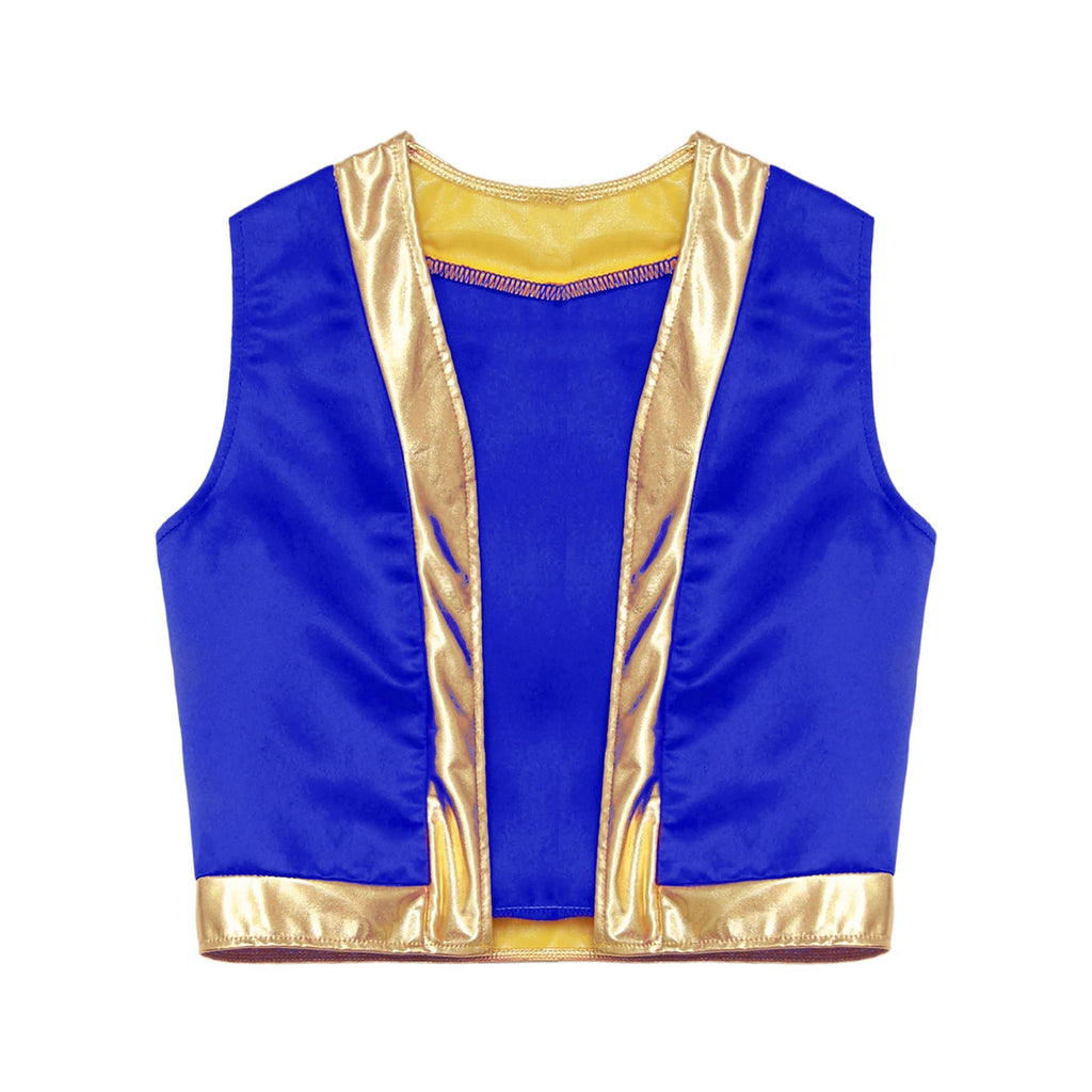 Boys Arabian Costume Arabian Prince Cosplay Dress Up Vest Waistcoat Harem Pants Suit for Halloween Carnival Stage Performance