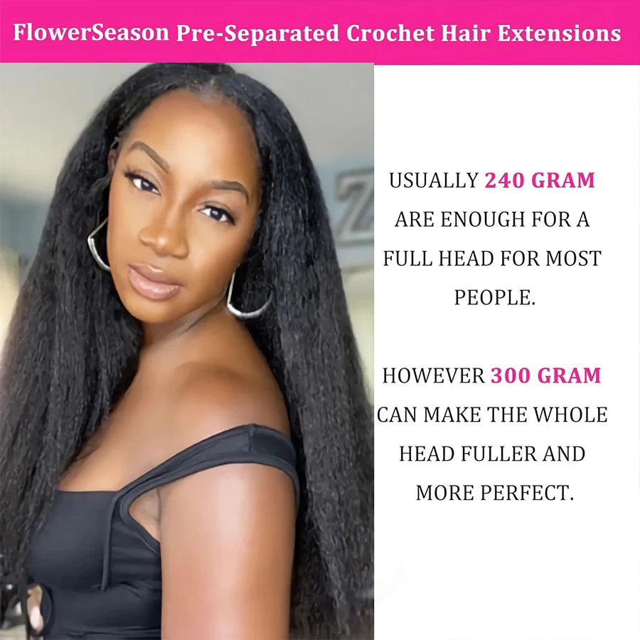 Kinky Straight Crochet Human Hair Extension Pre Separated Knotless Crochet Hair Bundles For Reusable Boho Braids For Women