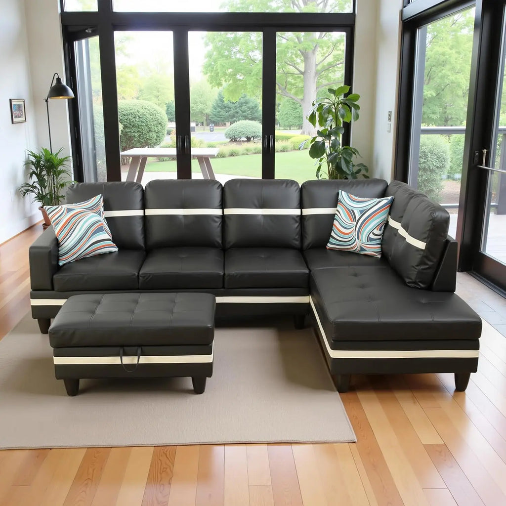 103.5" Oversized Sectional Couch, L Shaped Couch with Storage Ottoman, Modern Modular Sofa with Deep Seat