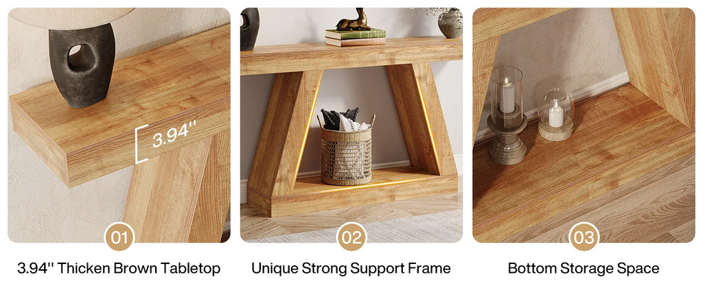 Tribesigns 55-Inch Rustic Console Sofa Table with Storage Industrial Wooden Entryway Table for Hallway Living Room