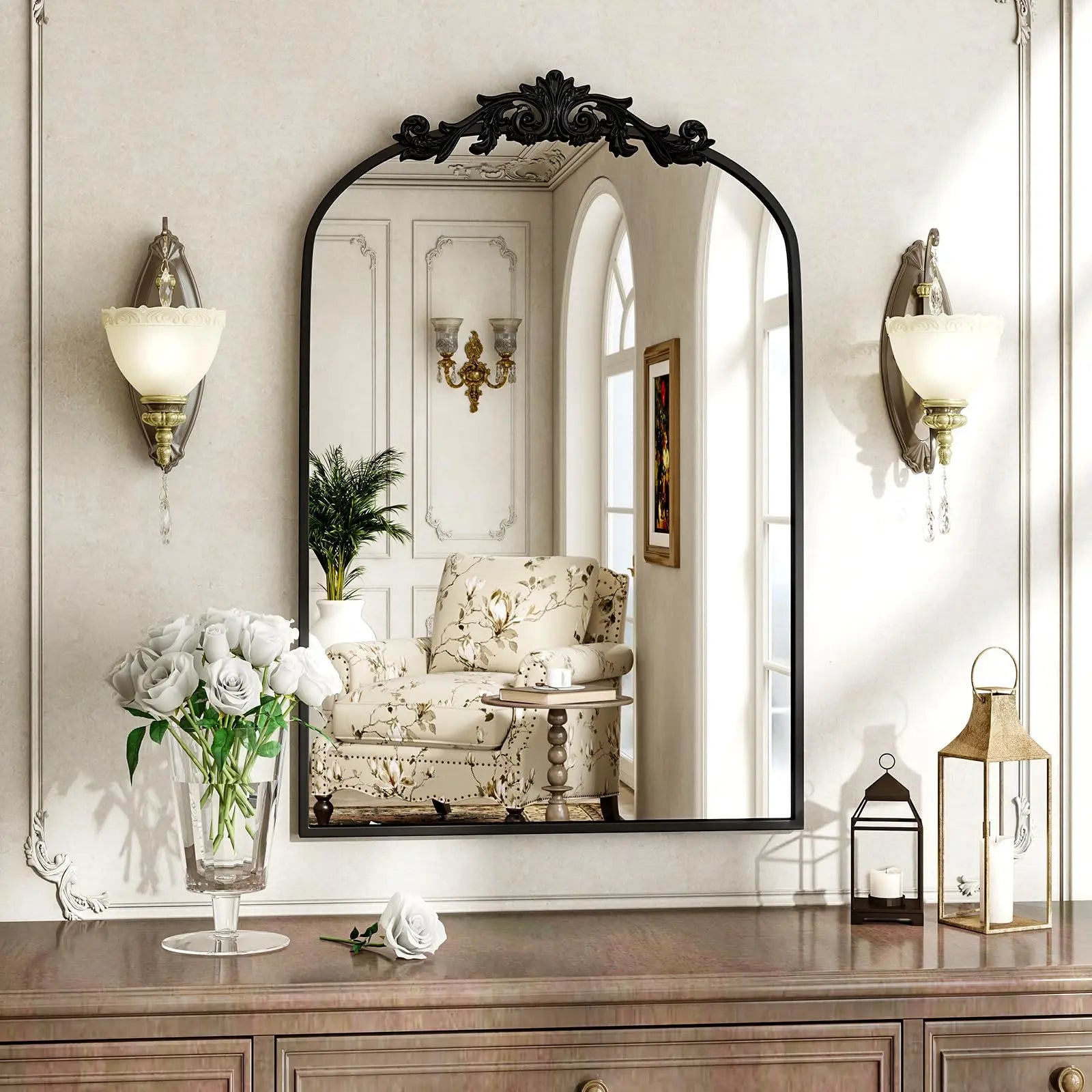 Vanity Wall Mirror Decorative Vintage Arch Bathroom Mirror