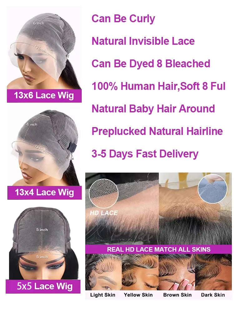 Golden Deep Wave 13x4 13x6 HD Lace Frontal Wigs/ Human Hair/ Water Curly Front Wigs 5x5 Glue Less Human Hair for Women