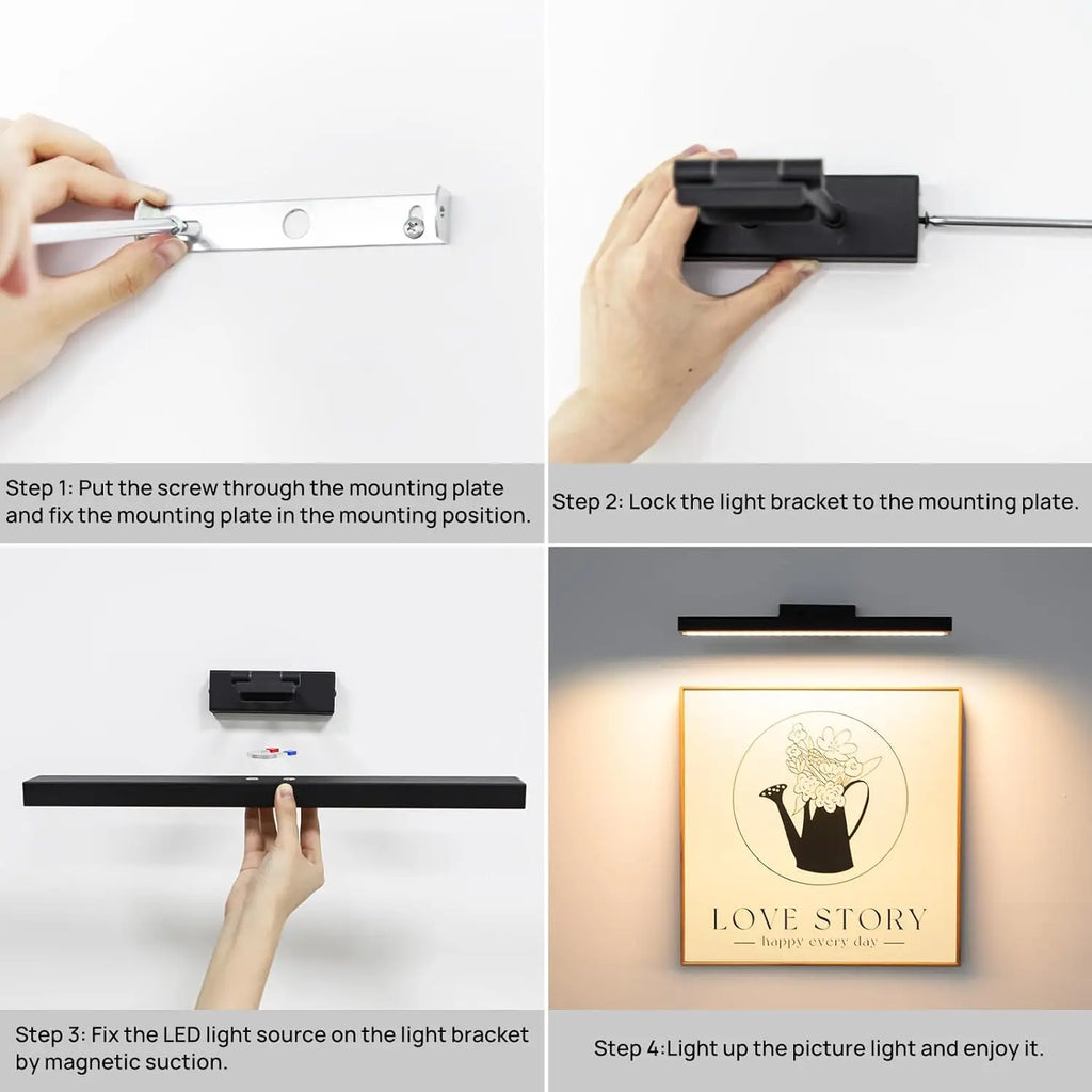 16in Wireless Art Light for Paintings /CCT Dimmable Recharging Battery/ Picture Light with Remote Control for Gallery Dartboard