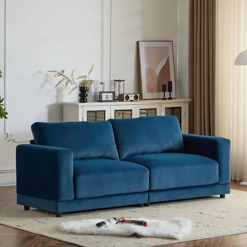 Modern 81" Square Arm Velvet 2-Seater Sofa with Wood Frame - Comfortable Loveseat