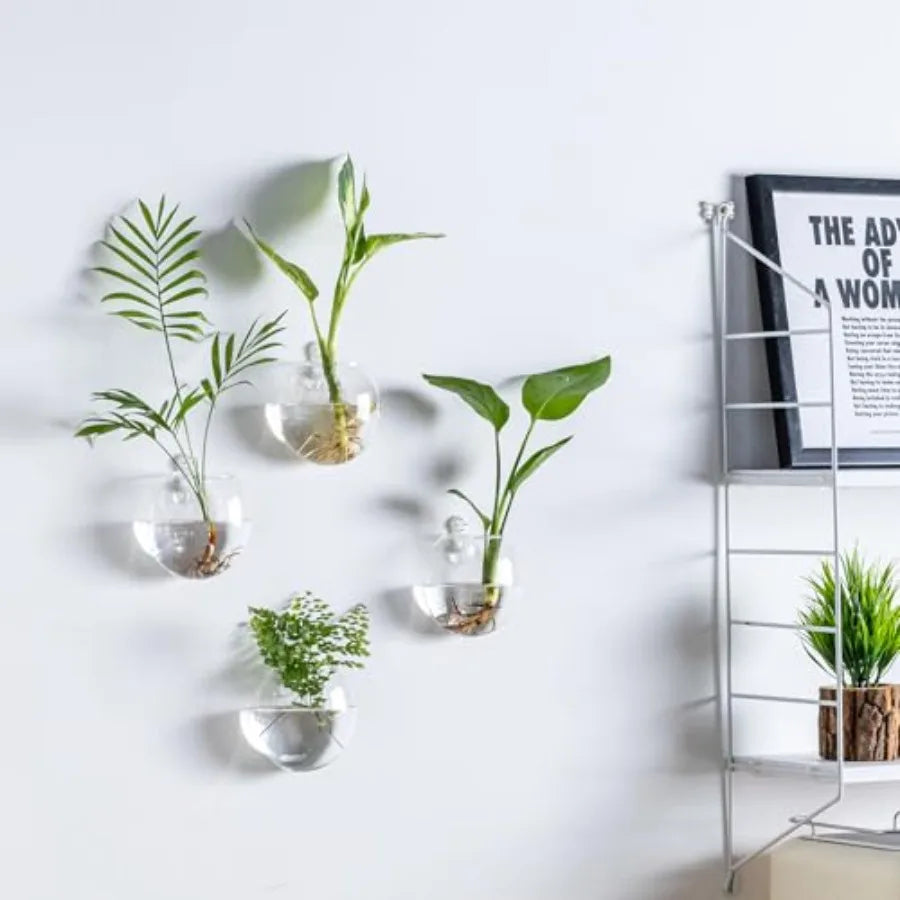 Wall Hanging Planter Propagation Station, Oblate Glass Flower Vase for Propagation, Wall Planter for Indoor Plants, Modern Home