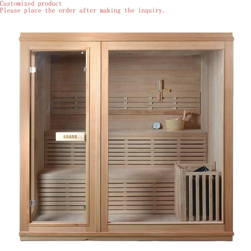 Traditional Sauna Room With Strip Light