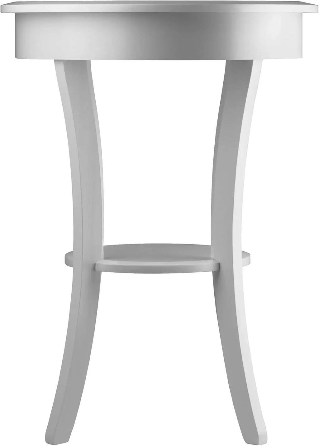 Sasha Round Accent Table with Drawer and Shelf, for Bedroom, Living Room, White