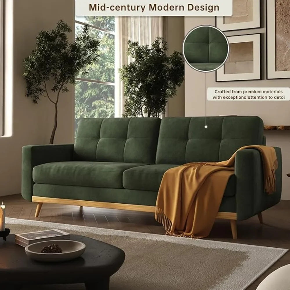 Mid Century Modern Loveseat Sofa Button Tufted Upholstered Small Couch for Living Room Bedroom Decor