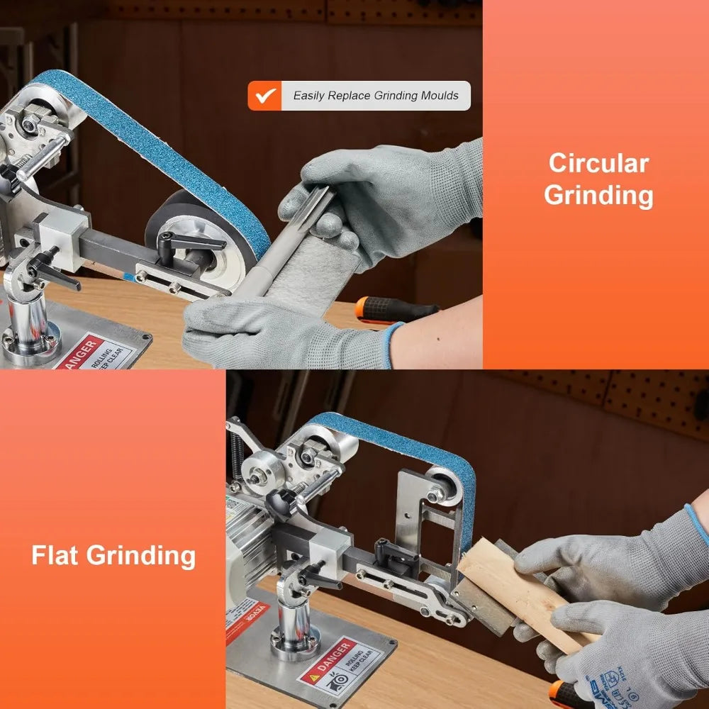 Variable Speed Belt Grinder Sander, 30x1-Inch Polisher with VFD, 550W Metalworking Machine for Knife Making & Wood Sanding