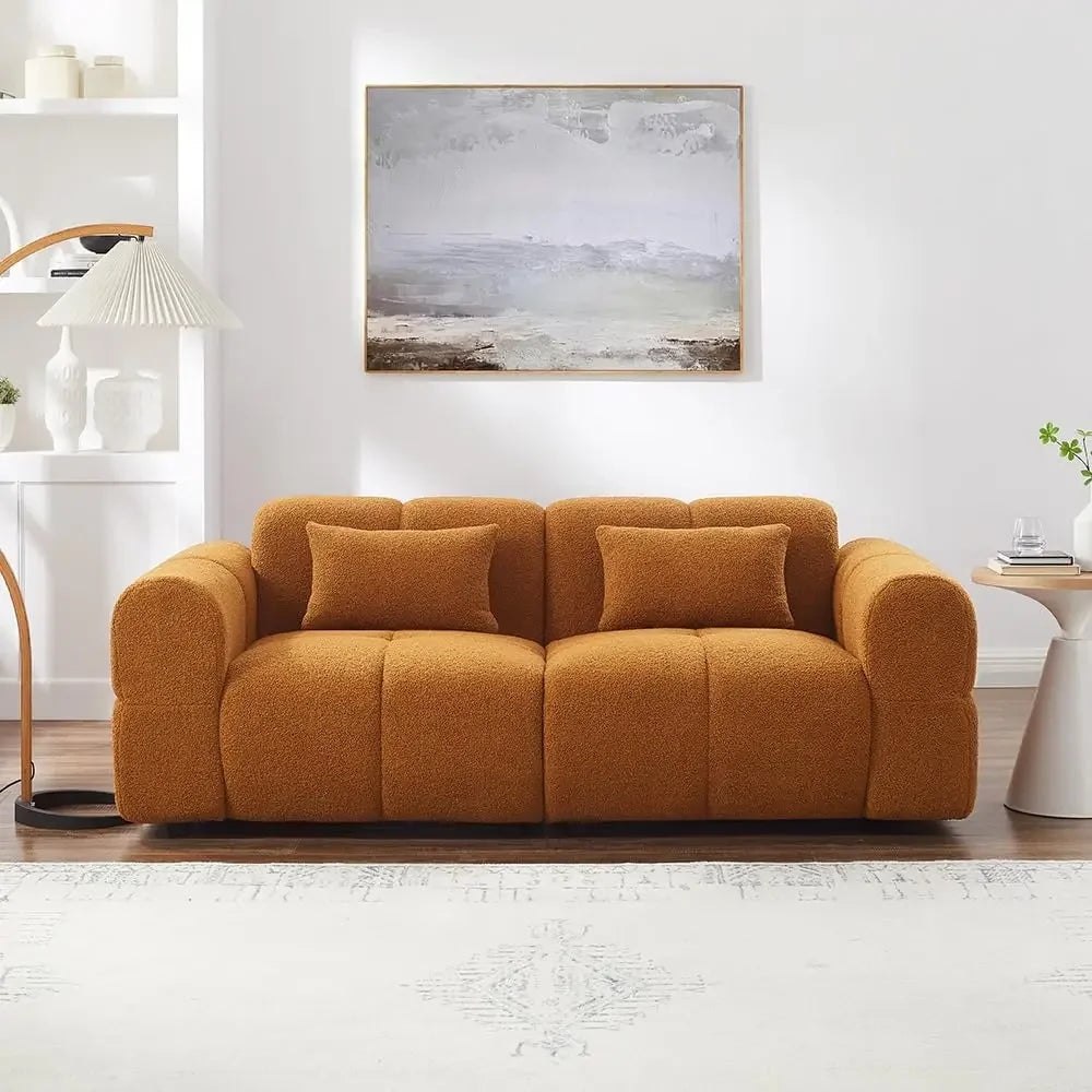 80" Upholstered 3-Seater Boucle Couch | Comfy Deep Seat Lambswool Cloud Sofa | Modern Oversized Loveseat for Living Room