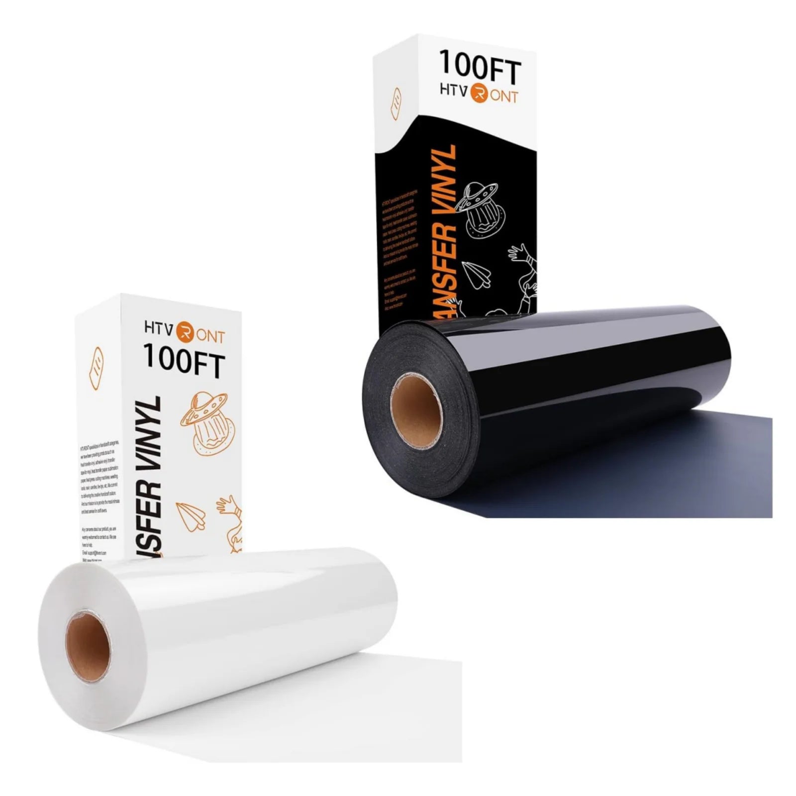 HTVRONT 12" x 100FT White HTV Heat Transfer Vinyl for T-Shirts & 12" x 100FT Black HTV Heat Transfer Vinyl for All Cutter Machine
