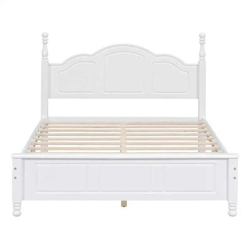 Full Size Wooden Platform Bed , White 3-Piece Bedroom Set