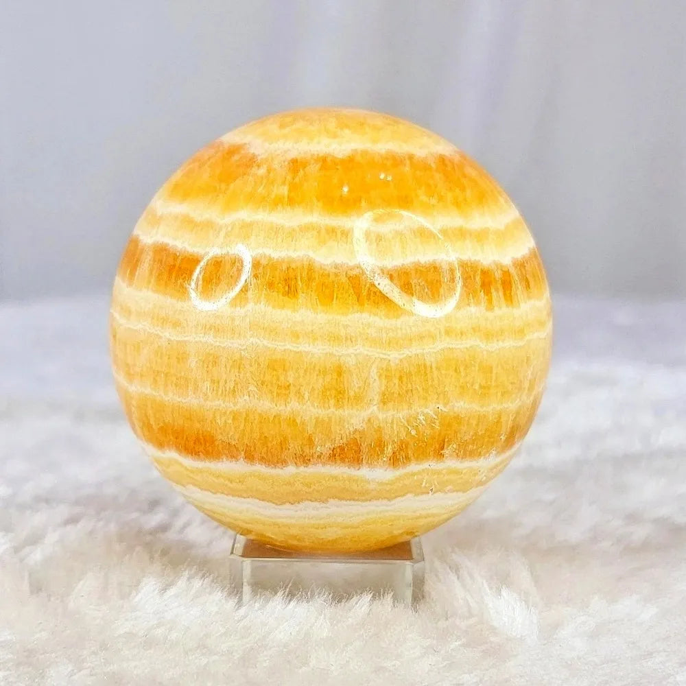 6.5-7cm  Yellow Calcite Sphere Honey Crystal  Home Decor Ball/  Healing Stone/ Stripes Orange Sphere