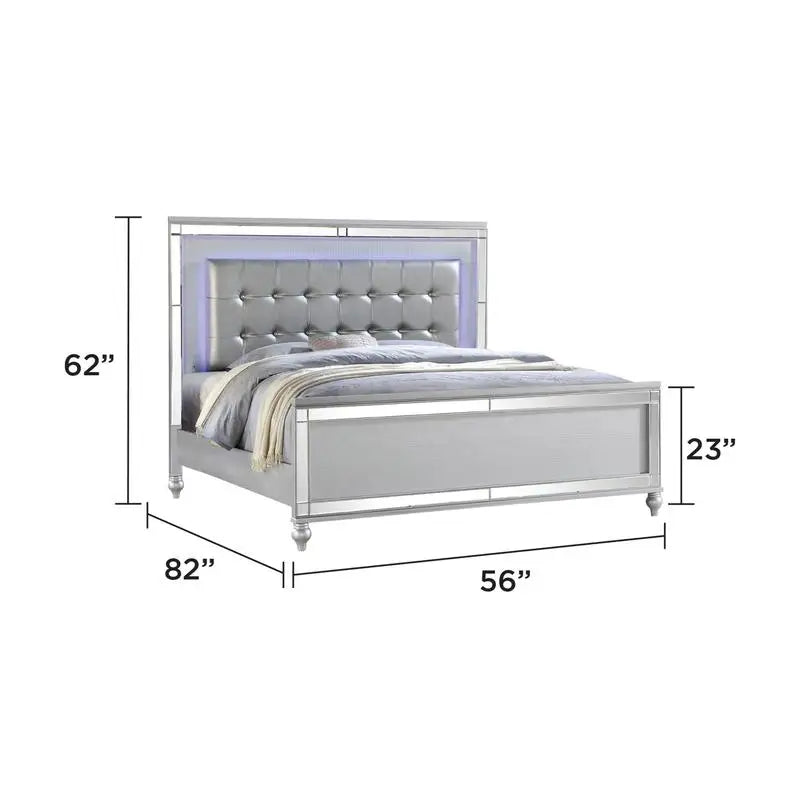 Silver 4-Piece LED Bedroom Set