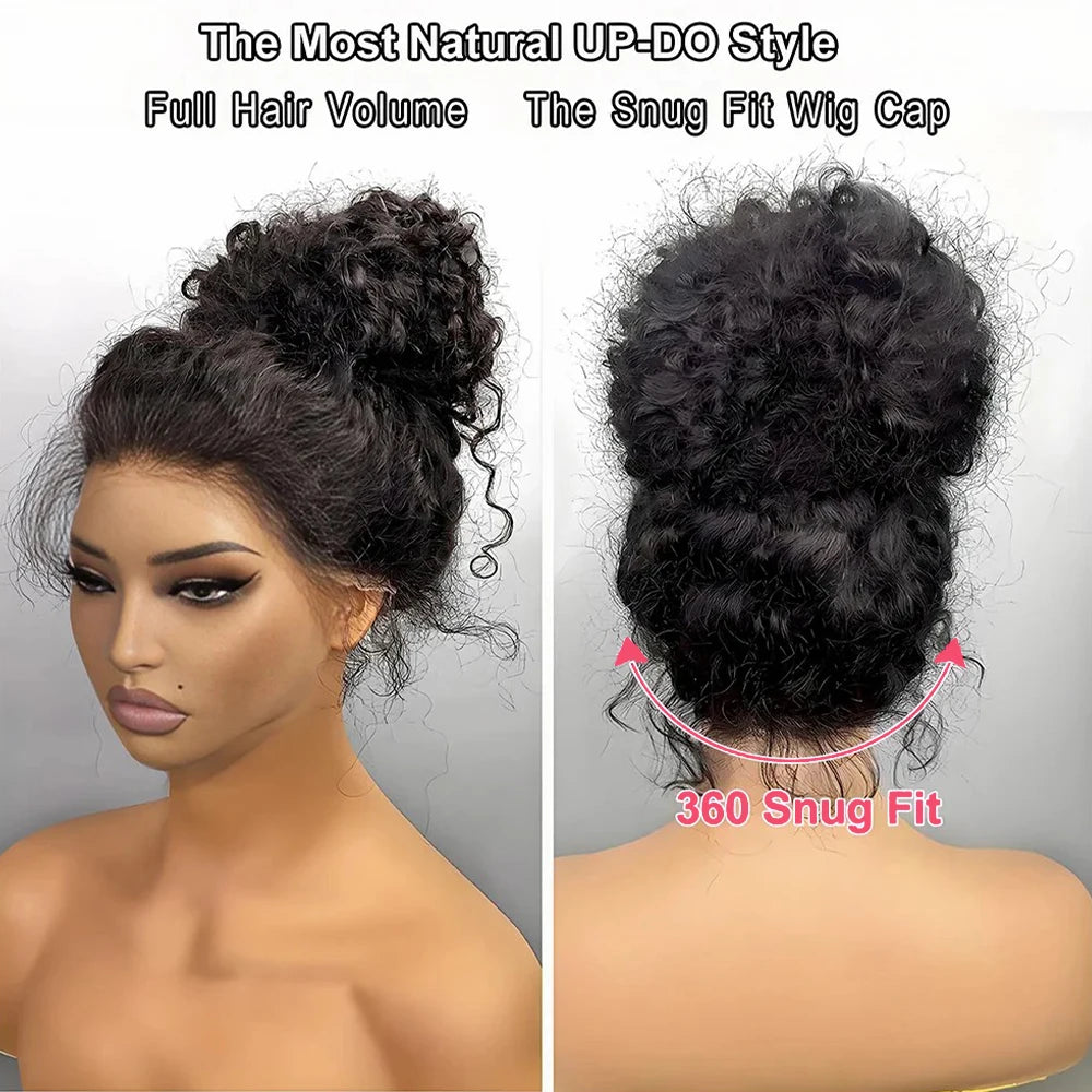 360 HD Full Lace Front Wigs Curly Wig Real Human Hair Pre Plucked Deep Wave Invisible Strap Glueless Wig Water Wave Lace Frontal