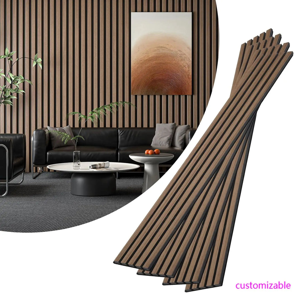 4-Piece Wood Slat Acoustic Panels for Stylish Decor - 94.5" x 7.87" Wood Wall Panels, 3D Wood Slat Wall Panel