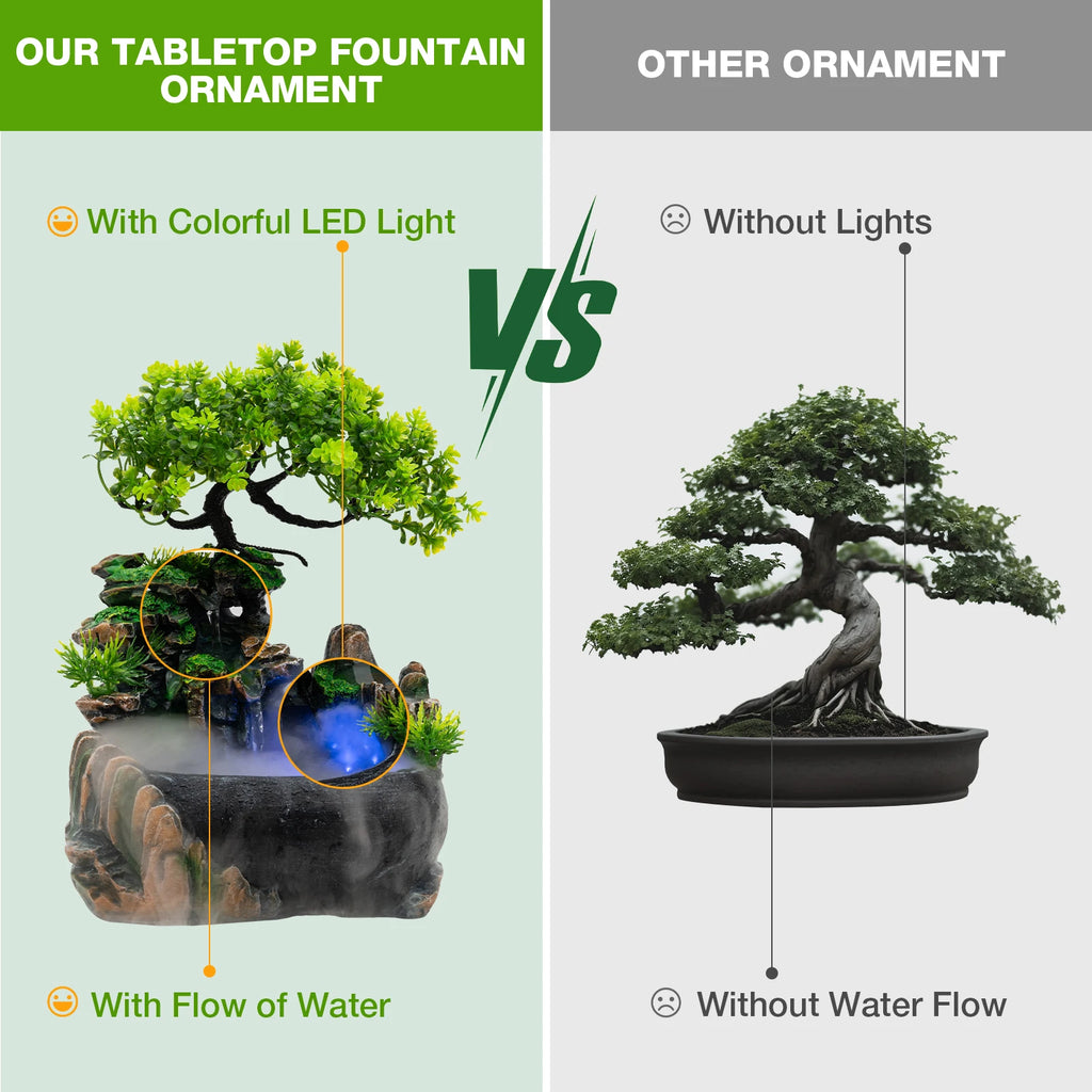 Led Lights/ Resin Rockery Flowing Water Fountain /Office/ Desktop Ornaments With Nebulizer/ Home Decoration