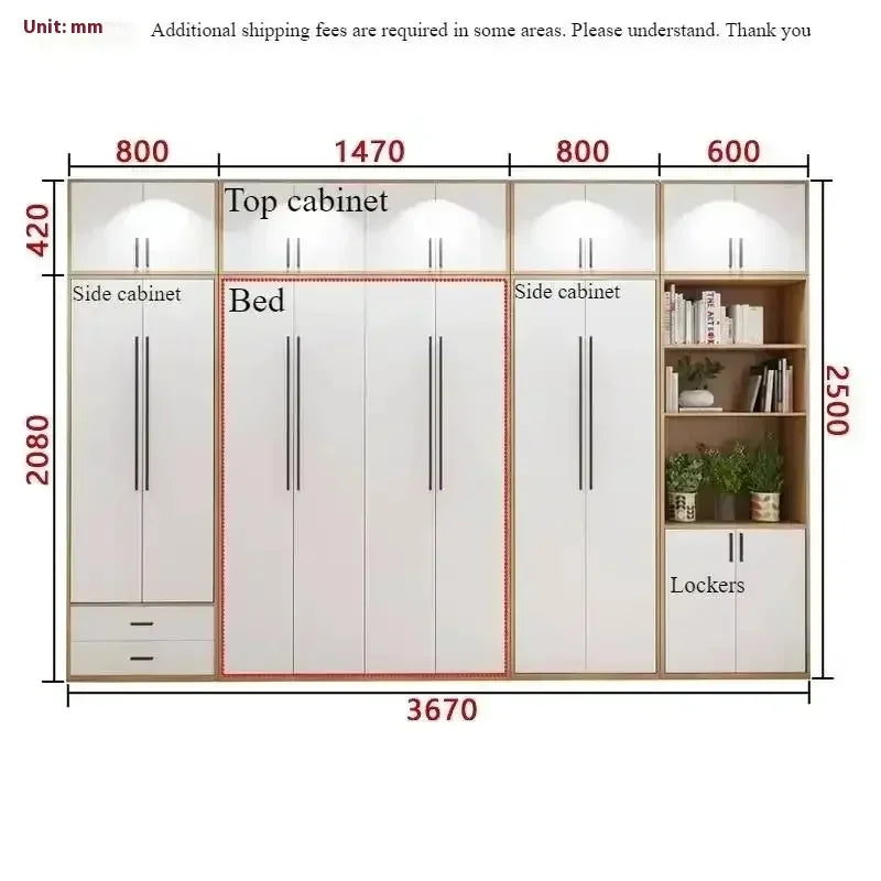 Full Murphy Bed with Closet Organizer with Drawers Full Size Bed Space-Saving Sleeping Arrangement for Multipurpose Room