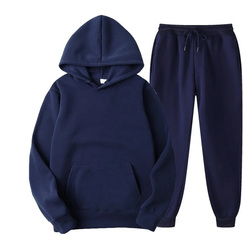 Men/ Women Tracksuit Hoodies/ Casual Solid Color /Thick Pullover and Long Pant 2-piece Set Men/Women Fleece Jogger Sports Suit