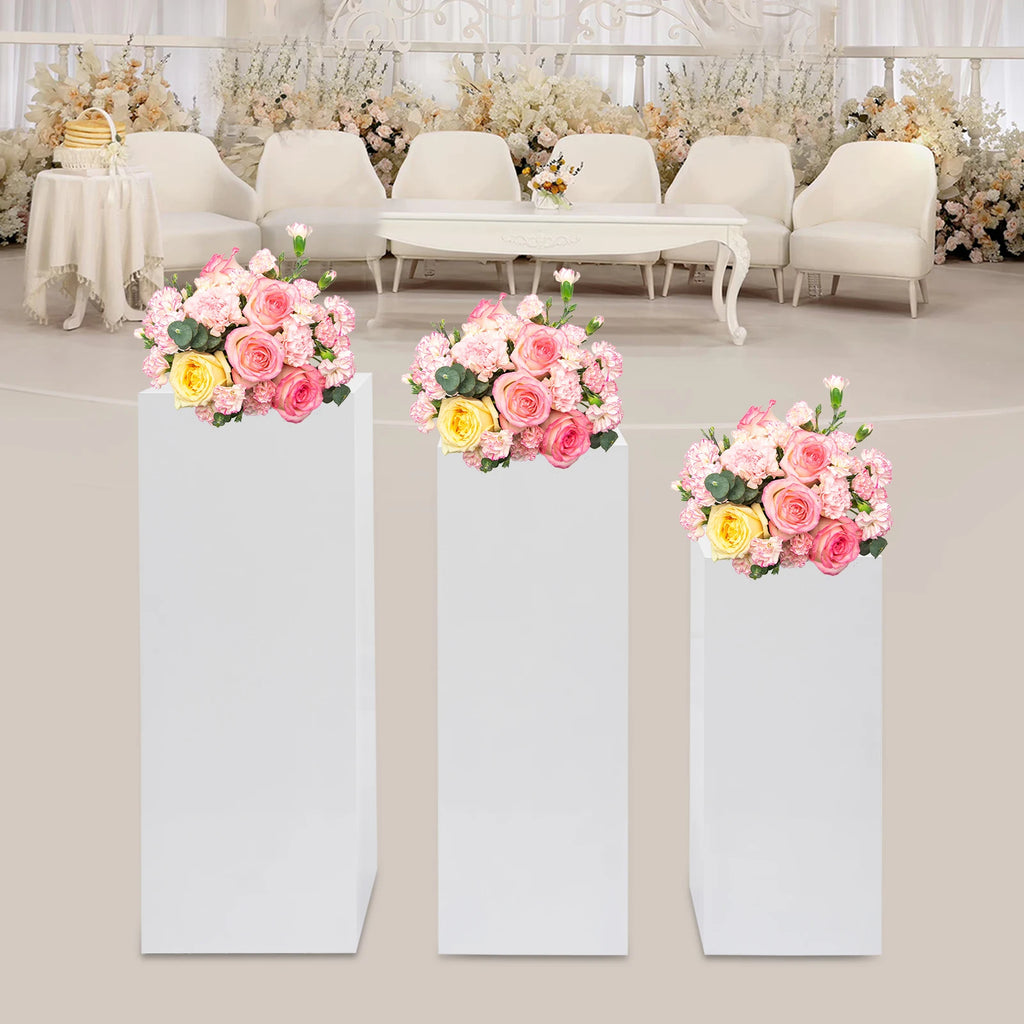 3PCS Square Metal Pedestal Stands, for Parties, Flower Display Rack, Dessert Table /Cube Display Pillars for Birthday/ Wedding