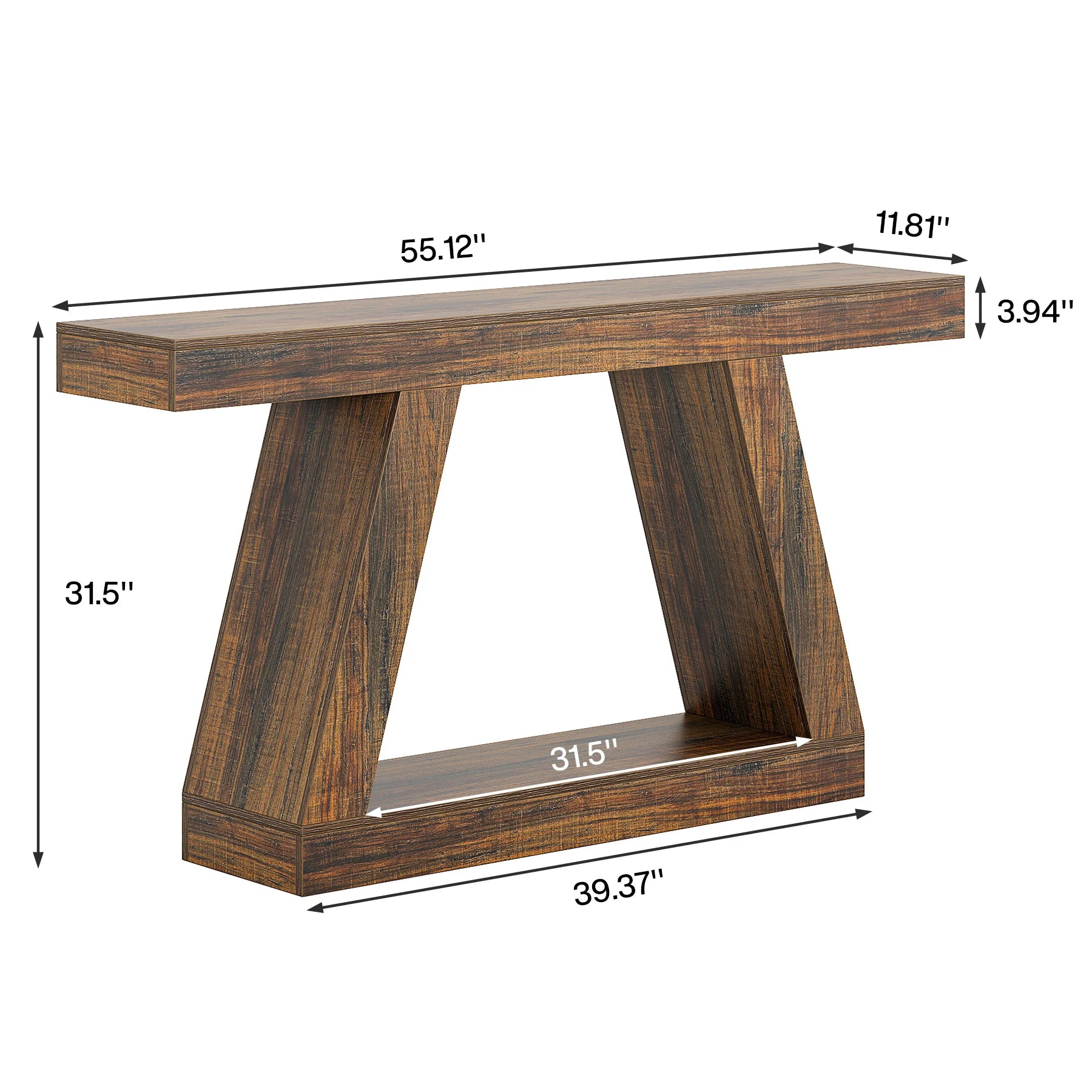 Tribesigns 55-Inch Rustic Console Sofa Table with Storage Industrial Wooden Entryway Table for Hallway Living Room