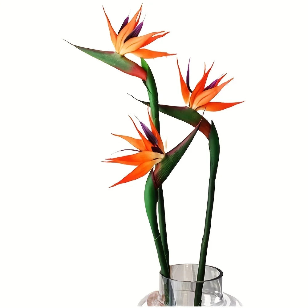 3pcs Artificial Bird Of Paradise Flowers/ Rubber Strelitzia 24.5'' Long Stem Flower Suitable For DIY Home Party Theme Decor