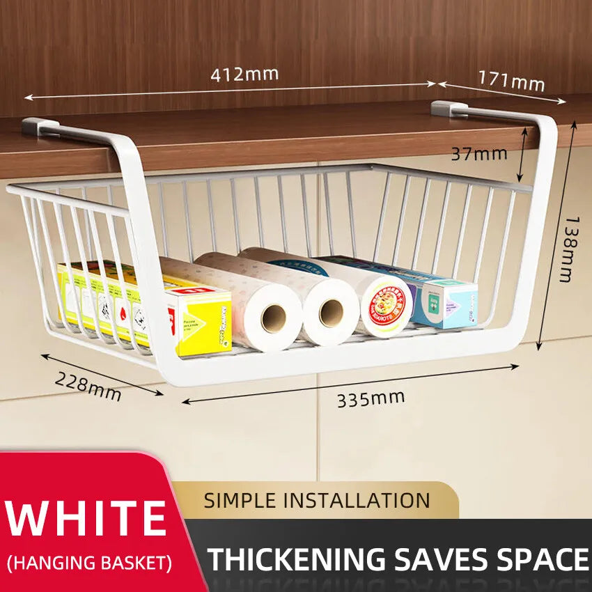 Kitchen Under Cabinet Basket Storage Shelf/ Tissue Cup Holder /Closet Desk Hanging Rack /Hollowed Pullout Drawer/ Sliding Basket