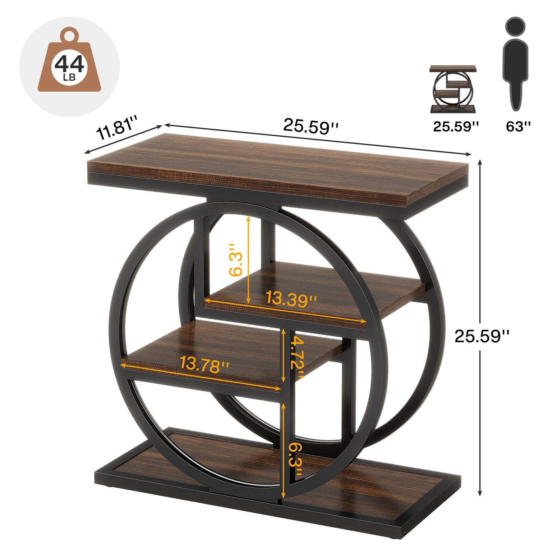 End Table for Living Room and Bedroom, 4-Tier Narrow Side Table with Storage Shelves