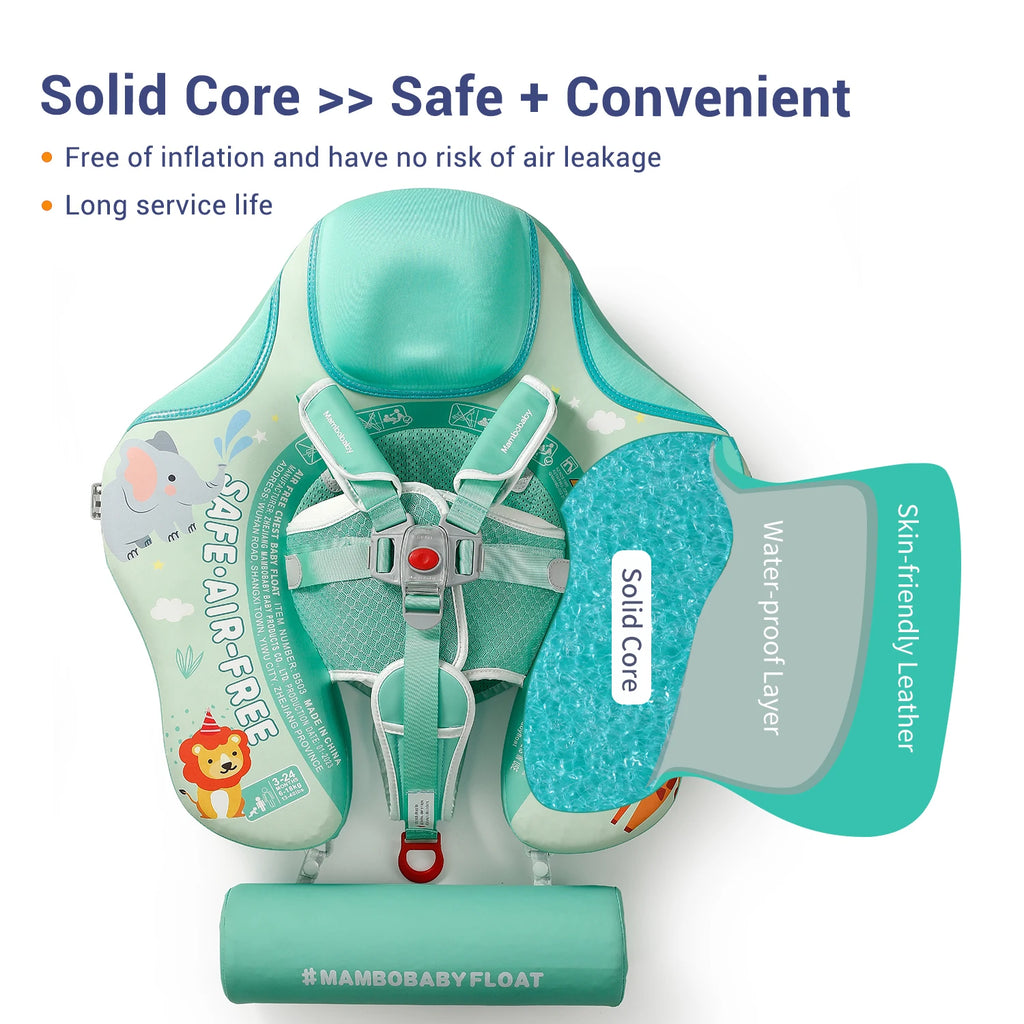 Animal Float/ Non-Inflatable Safe Solid Core Baby Swimming Buoy Water Trainer/ Infant Pool Swim Ring with Canopy