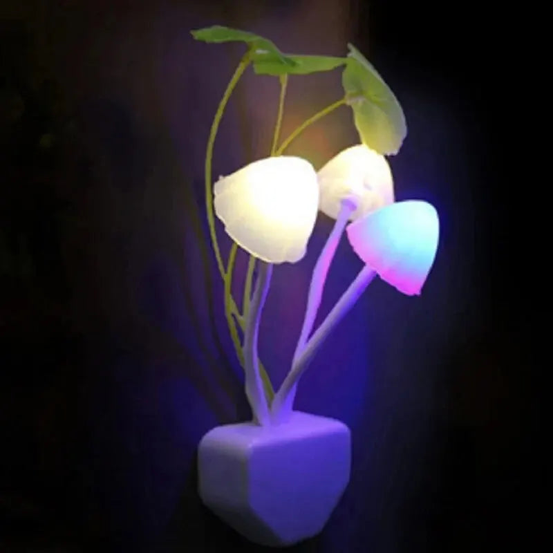 Novelty Mushroom Fungus Night Light EU & US Plug Light Sensor 220V 3 LED Colorful Mushroom Lamp/ Led Night Lights