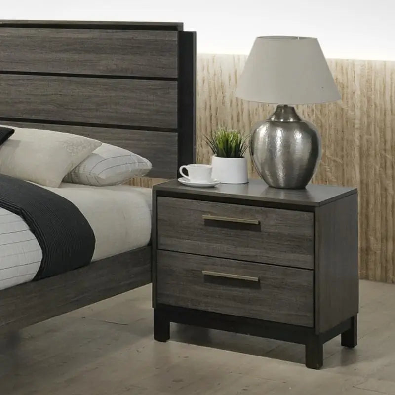 Queen Size Antique Grey Finish 3-Piece Wood Bedroom Set