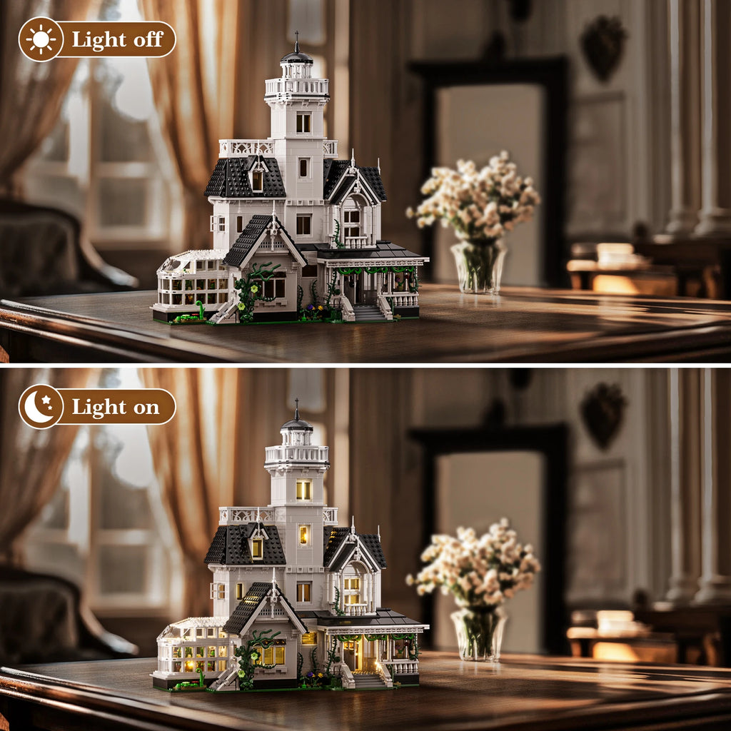 Magic House Building Set/ Home Decor with LED Light, Owens House Blocks/Model Room Decoration/Gift for Adults (1877PCS)
