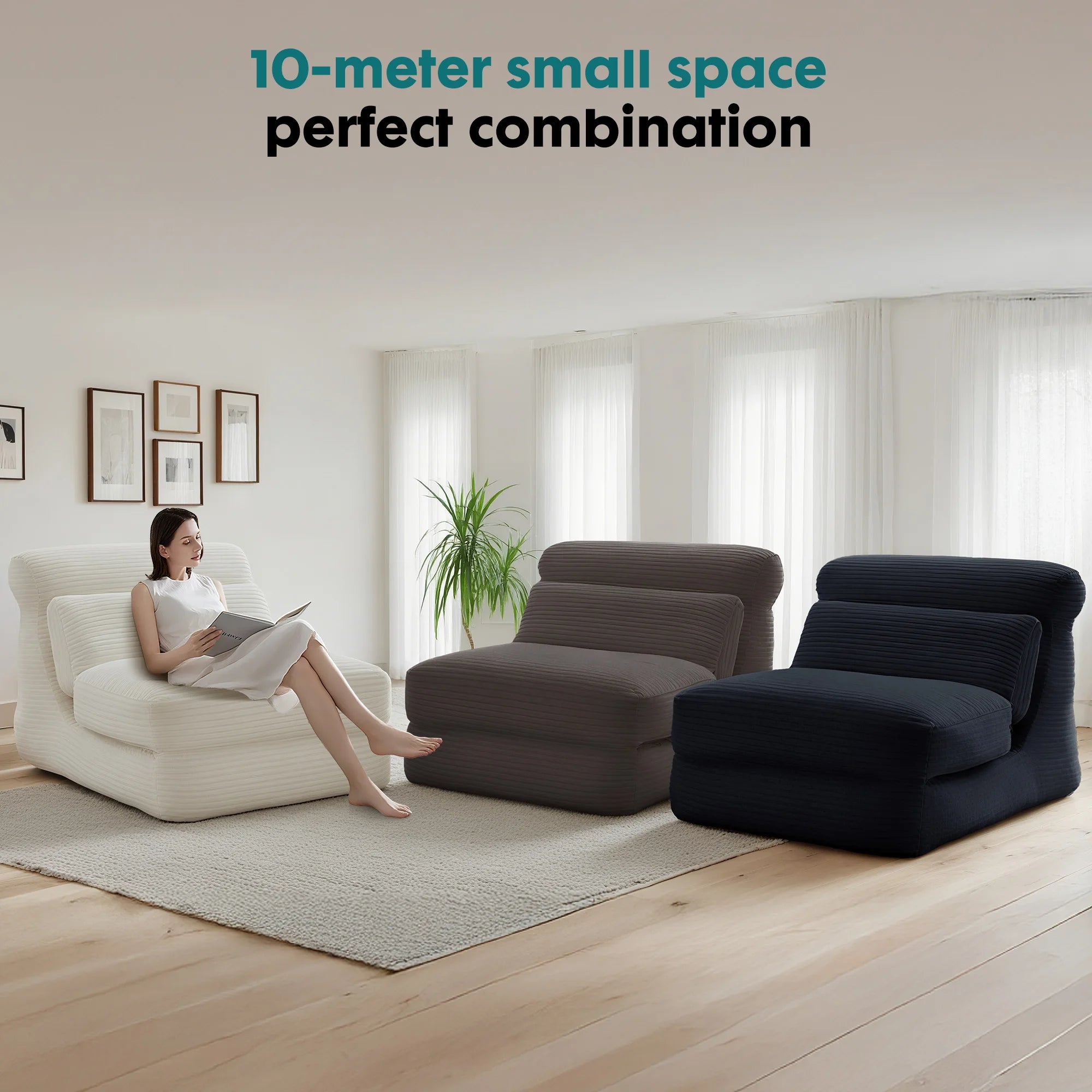Ergonomic Folding Sofa Bed/ Modern Corduroy , Convertible Comfy Sleeper Chair for Bedroom