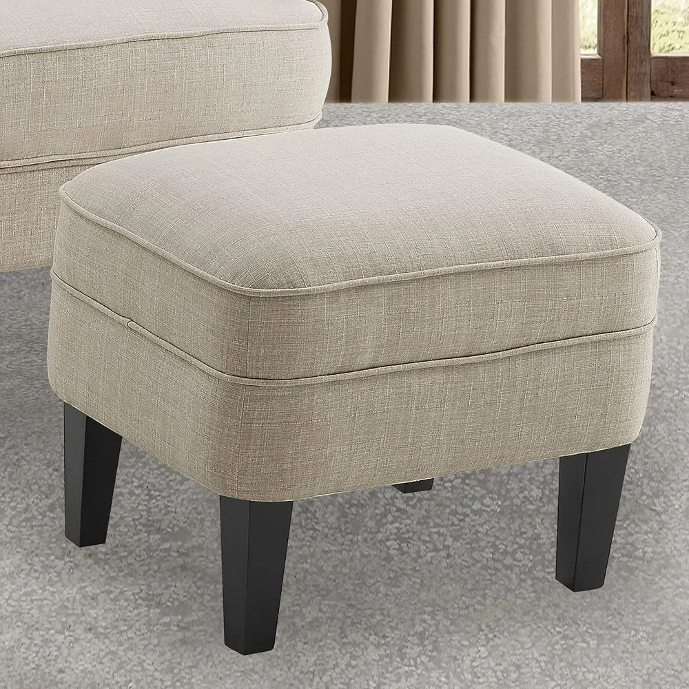 Mid-Century Modern Upholstered Accent Chair and Ottoman Set