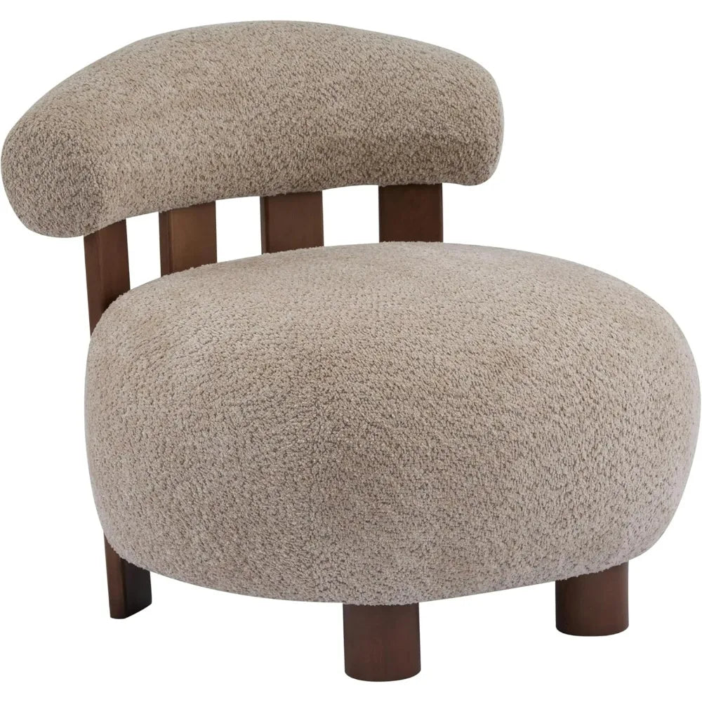 Elvina Plush Fabric Accent Chair, Solid Wood Lounge Cozy Reading Chair for Modern Living Spaces
