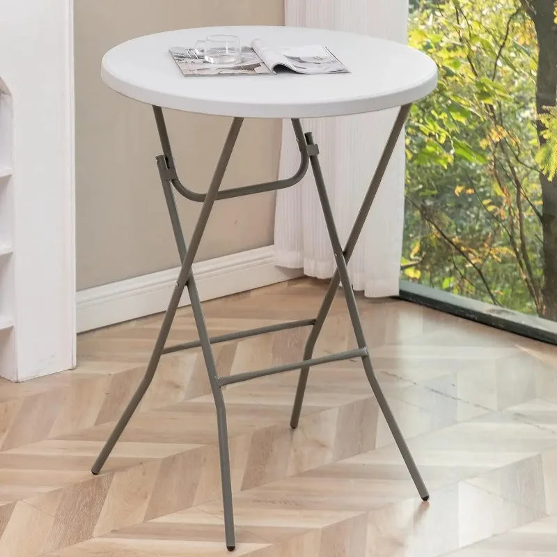 White Granite Plastic Folding Bar Height Table for Commercial, Banquet, Card, and Dining Use