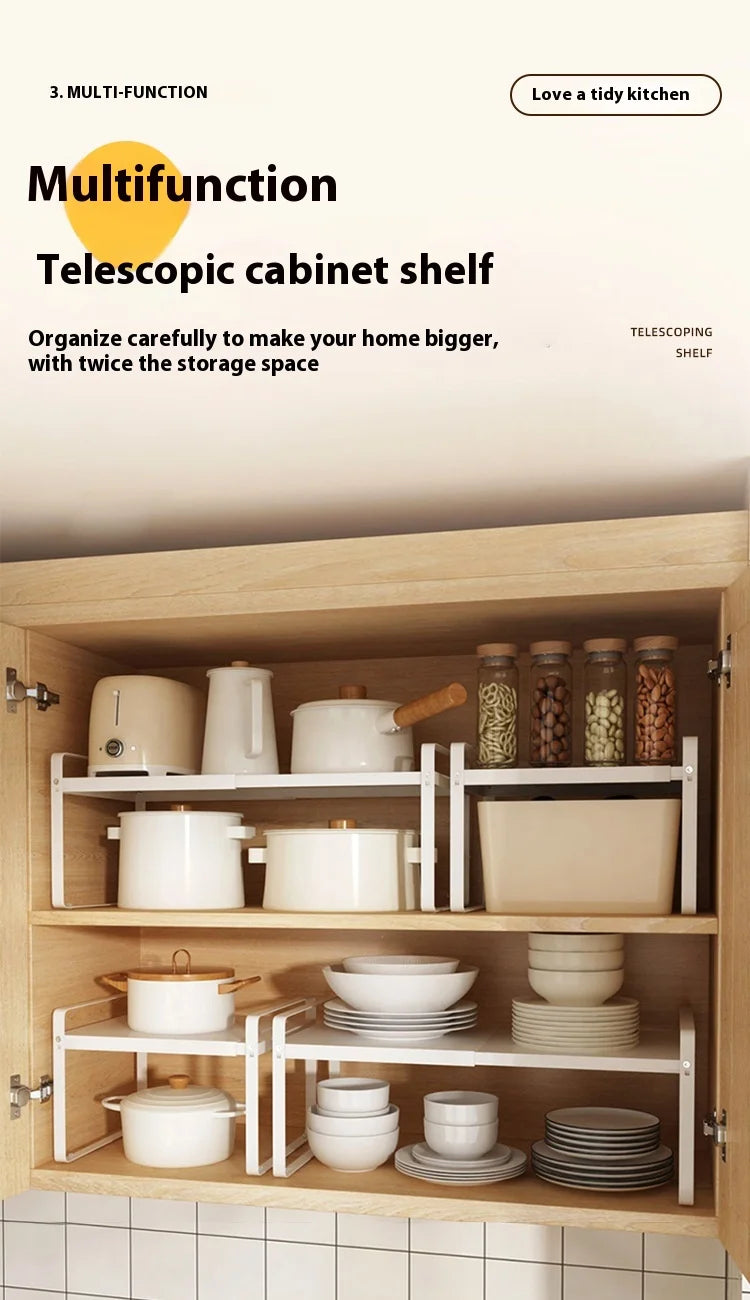 Kitchen Storage Layered Shelf/ Microwave Rack Standing Countertop/ Retractable Condiment/ Oven Organizer/ Kitchen Accessories